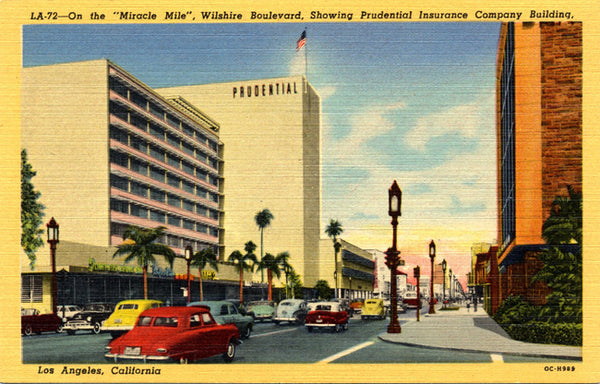 Los Angeles California Wilshire Boulevard Miracle Mile Vintage Postcard (unused) - Vintage Postcard Boutique