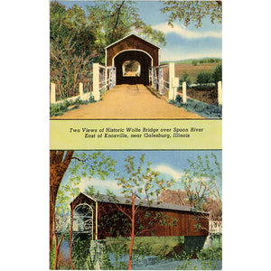 Wolfe Covered Bridge Spoon River Illinois Vintage Postcard (unused)